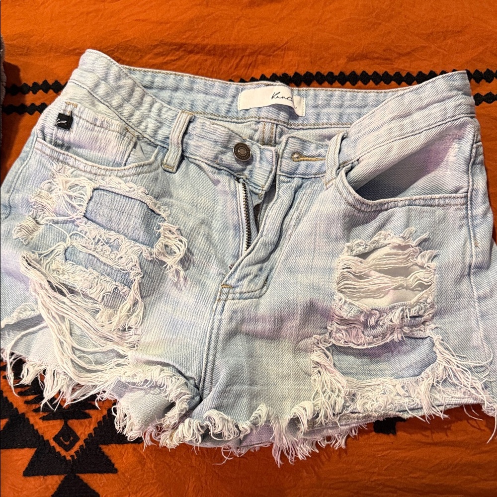 Distressed Light Blue Denim Shorts